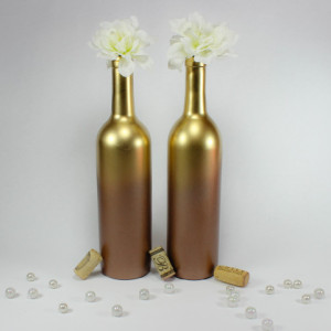 Gold Wedding Vases Set of 6 - Copper Gold Ombre Vases - Tall Vases - Table Decorations - Glam Wedding - Rustic Glam Wedding - Reception Table Decorations 