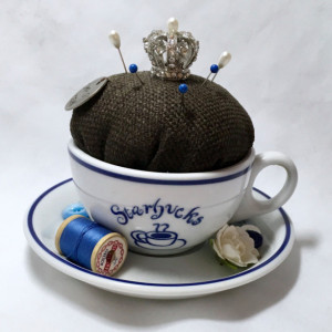 Vintage Tea Cup Pin Cushion Starbucks Queen