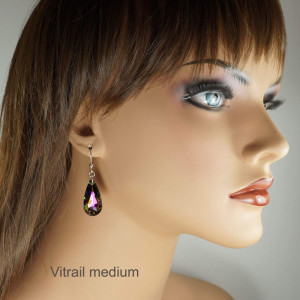 Free Shipping - Gorgeous Austrian Crystal Teardrop Sterling Silver Earrings 