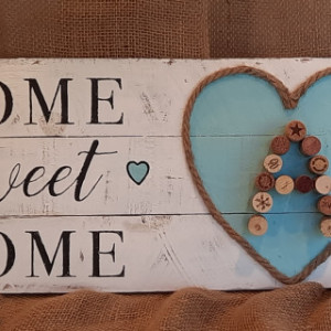 Personalized "Home Sweet Home" family wine cork sign 