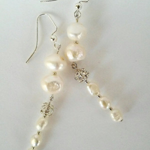 Pearlesque ~ Beaded Pearl Shoulder Duster Earrings ~ Dramatic Earrings ~ Bridal Earrings ~ Pearl Wedding Earrings ~ Gift for Her