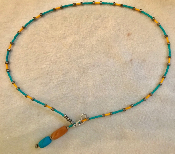 Destination Mesa handmade beaded lariat necklace 24" long