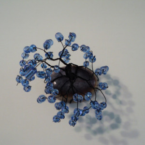 Black Wire and Blue-Purple Glass Bead Bonsai Tree