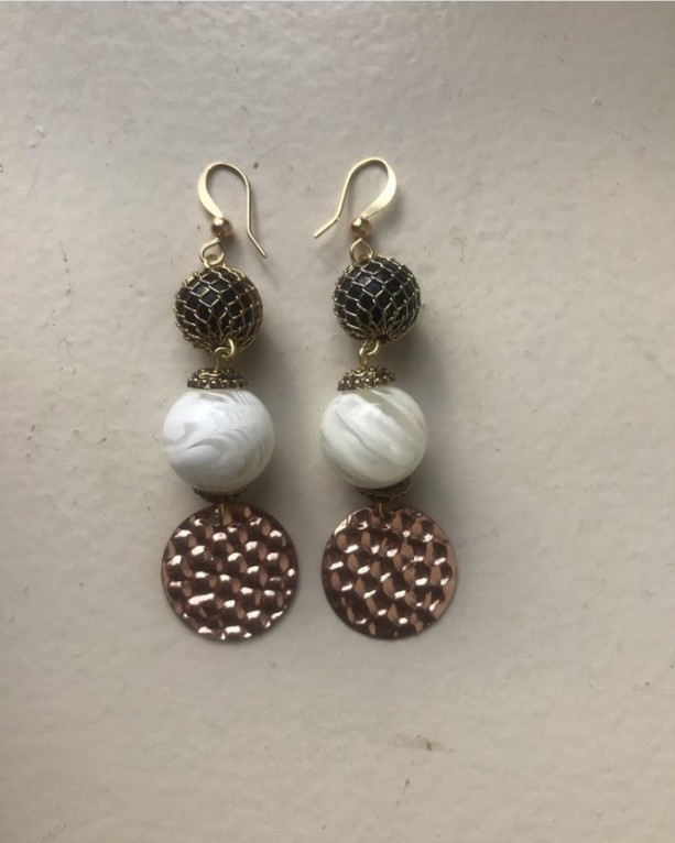 White Marble Earrings 