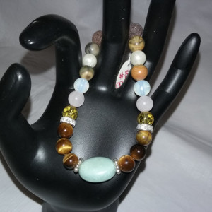 Aventurine & Various Healing Gemstones w/Lava Stone Diffuser Bracelet
