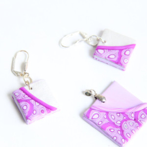 Polymer clay pendant and earring