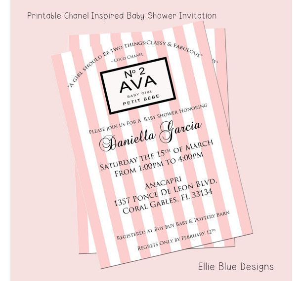 DIY Printable Chic Fashionista Inspired Shower Invitation