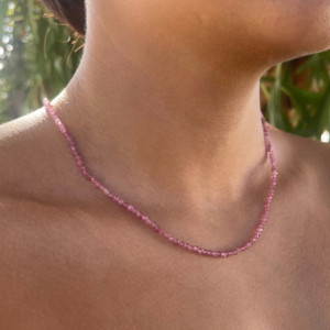 Pink Tourmaline Dainty Necklace Natural Gemstone Birthstone Gift for her