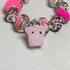 Pink European Bracelet with Pig Charm