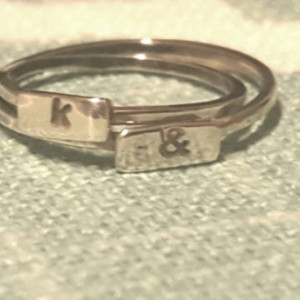 Handstamped initial ring
