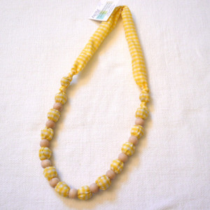Yellow Gingham Fabric Necklace