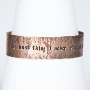 Hammered Copper Cuff with Hand Stamped Message or Quote