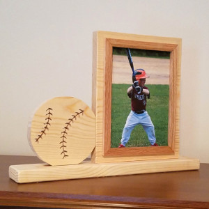 Personalized 4 x 6 Picture Frame with Carved Baseball, Customized Baseball Photo Frame