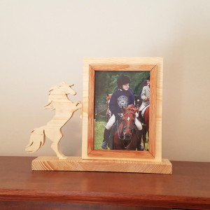 Personalized 4 x 6 Picture Frame with Carved Horse, Customized Horse Photo Frame