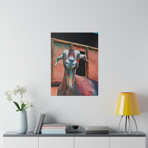 Smiling Goat Matte Canvas, Stretched, 0.75" Free Shipping