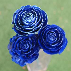 Dark Blue Hand-Painted Cedar Rose Pine Cone Flower
