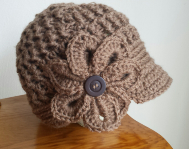 Newsboy hat with flower for teens or women