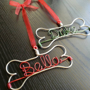 Personalized ornament for pet/ Handmade Wire Bone / Wire Pet's Name Ornament / Dog Ornament / Dog Christmas Gift