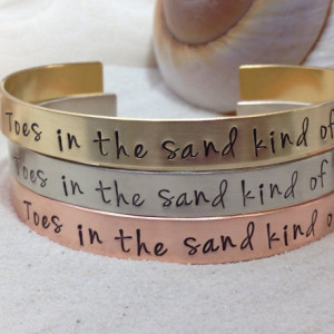 Toes In The Sand | Hand Stamped Beach Cuff | Nautical Jewelry | Personalized Gifts | Gift fo her | Friend Gift | Personalized |