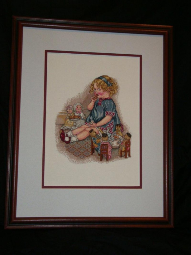 Let's Have A Tea Party - Hand Stitched Framed Art