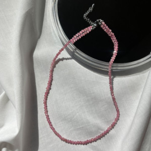 Pink Tourmaline Dainty Necklace Natural Gemstone Birthstone Gift for her