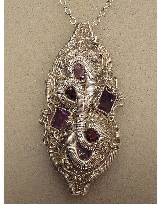 Garnet and Amethyst reversible pendant