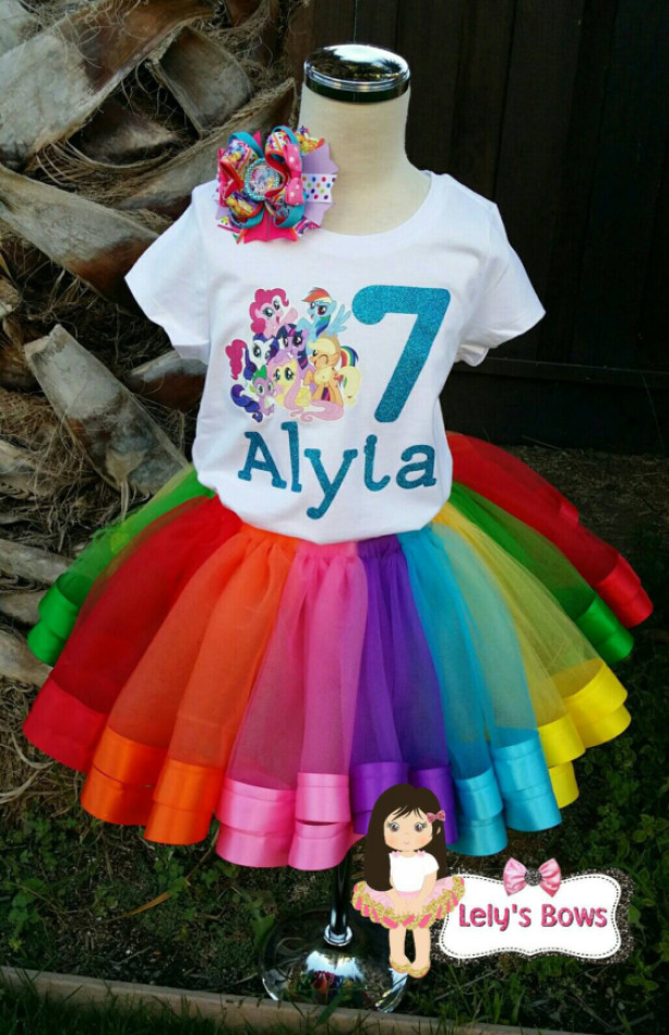 Personalized My little pony  ribbon trimmed tutu set, My little pony tutu, ribbon trim tutu, custom tutu, birthday outfit, MLP party