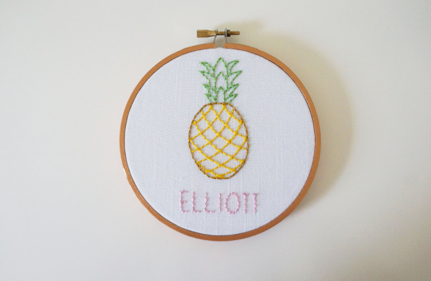 Personalized Name Pineapple Embroidery Hoop, Baby's Name Art, Personalized Nursery Decor, New Baby Gift, Embroidery Hoop Art, Custom Nursery