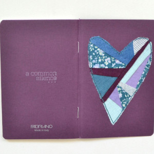 Patchwork heart notebook -- small plum Fabriano journal