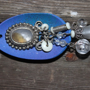 Blue and bangle upcycled charm and necklace