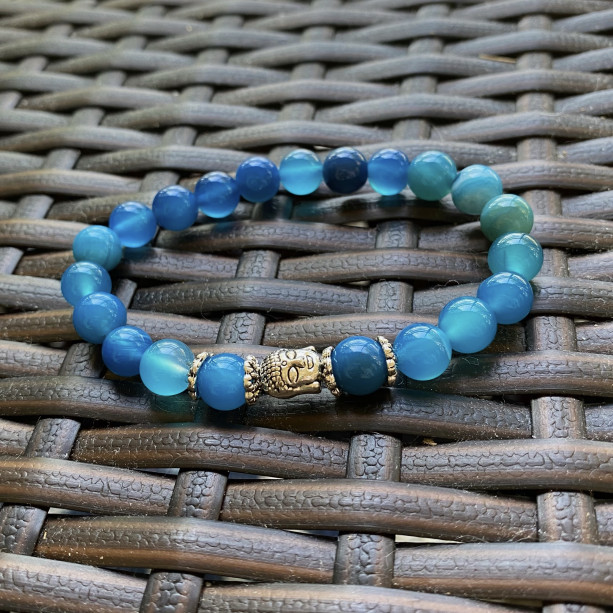 Blue Agate Buddha Bracelet 