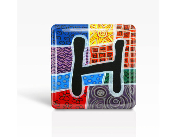 ALPHABET Letter "H" - Glass MAGNET By Artist A.V.Apostle- 2"x 2"