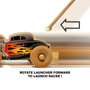 Christmas wooden toy- Whistle racer with launcher
