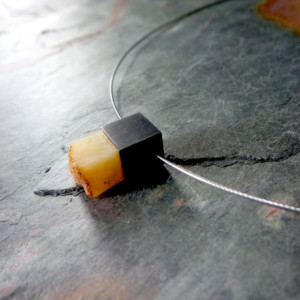 Baltic Amber , Sterling Silver Pendant Necklace . Modern Baltic Amber Jewelry . 