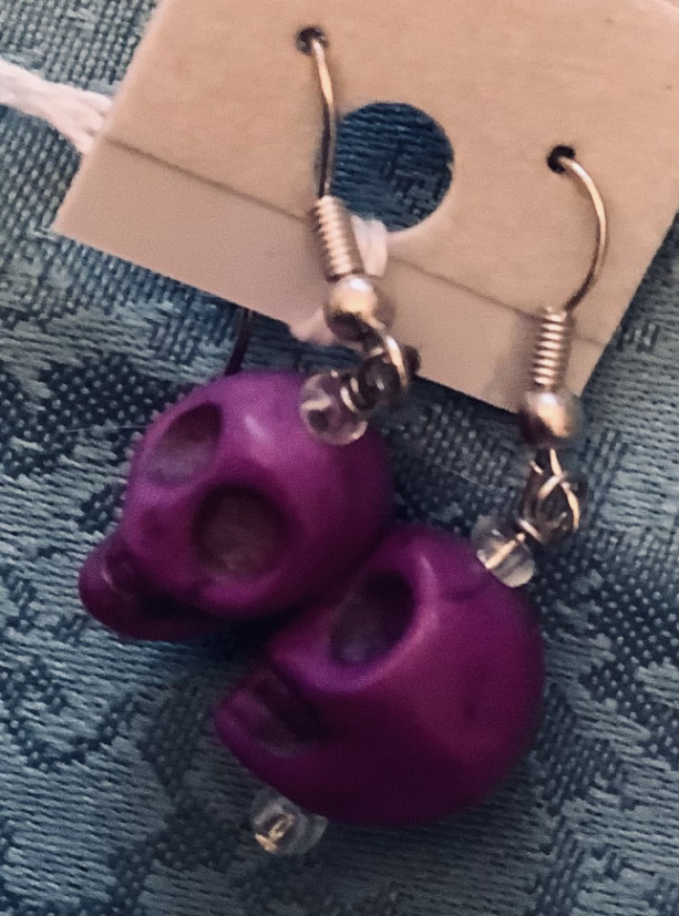 Purple Skull Earrings 