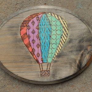 Hot Air Balloon- Wood Burned and Color Stained
