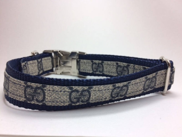 Repurposed luxury dog collar made from authentic upcycled Louis