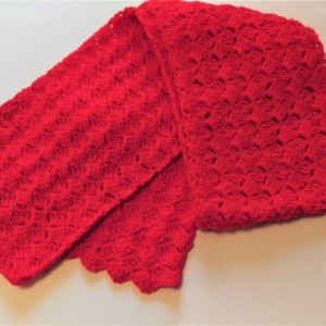 Warm Cozy Solid Red Scarf, Women/Men, Handmade in USA