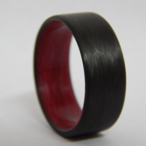 Carbon Fiber Unidirectional Ring with red inside