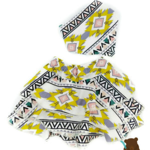 2t-4t-Pastel Aztec Print Set- Aztec Print Skirt-Toddler Skort- Toddler Bibdana- Toddler Bib- Toddler Drool Bib- Easter Toddler Outfit