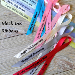 10 Personalized Ribbons with black ink 3/8 inches wide (unassembled)
