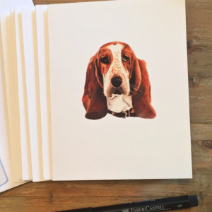 Basset Hound Cards with envelopes, Basset Hound Gift, Blank Note Cards, Stationery Set, Custom Stationery, Stationery Gift, Note Card Set