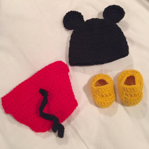 Crocheted Newborn Mickey Mouse Outfit