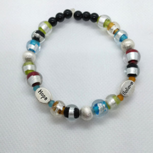 Frosted Rainbow Bracelet, Beaded Bracelets with Inspirational Words, Motivational Bracelet, Uplifting Bracelet by Cumulus Luci