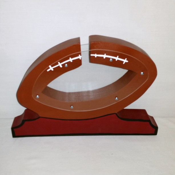 Personalized Wooden Football Money Bank.  The bank size is 8 inches high 12 inches long.