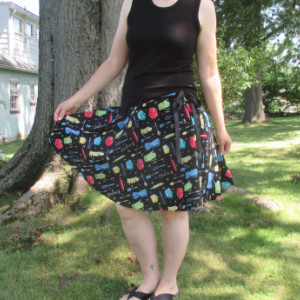 Handmade Retro 1950's A-line Drawstring Skirt Kitchen Pattern Skirt OOAK Skirt