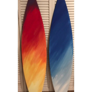 5FT wood Surf Surfboard beach pool hand painted wall art sign personalized FREE