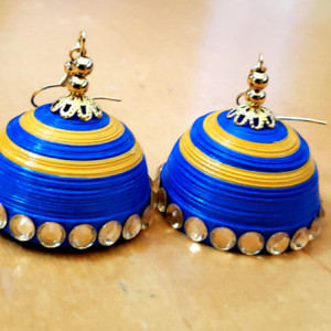 Blue and Yellow Dome Earrings