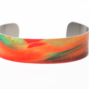 Photo cuff bracelet, aluminum, Ephemeral Colorburst, fine art for wrist, HueDew