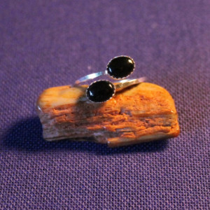 Sterling Silver and Black Onyx Adjustable Ring
